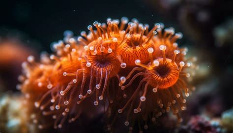 Red Gorgonian!  A Striking Underwater Flower With Tentacles That Sway Gracefully Like Jewels on Silk Threads